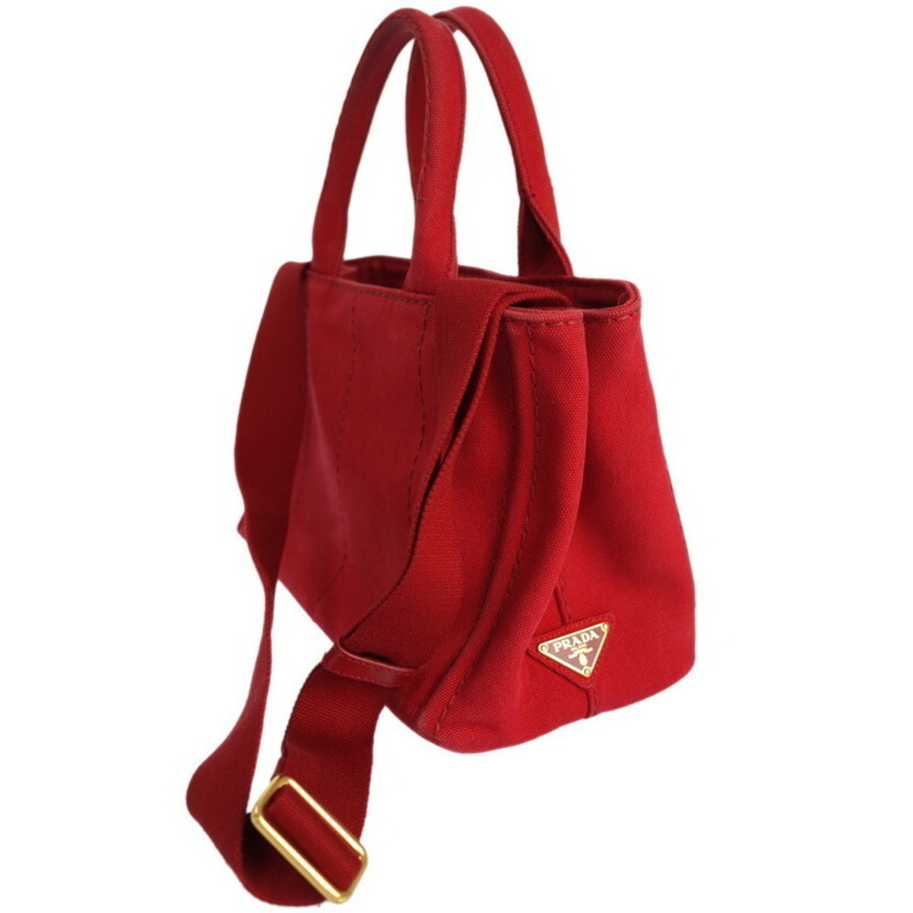 Prada Canapa Convertible 2way Tote Top Handle Shoulder Bag Red - Picture 2 of 9